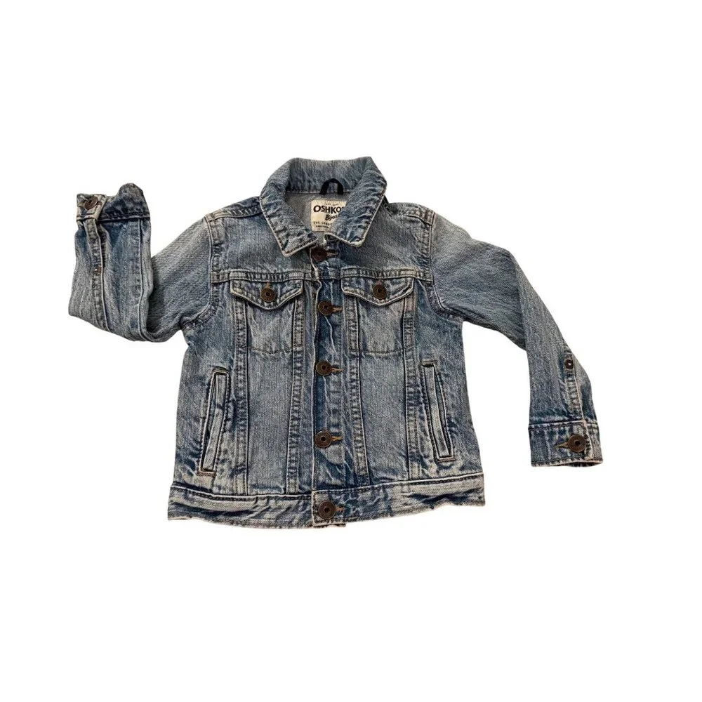 OshKosh B’gosh 2T‎ Toddler Denim Jacket Classic Blue Jean Coat Snap Front